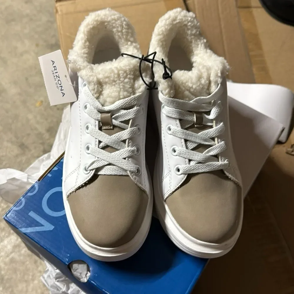 ARIZONA JEAN CO ENCORE TAUPE SILVER TENNIS SHOES - Picture 4 of 7